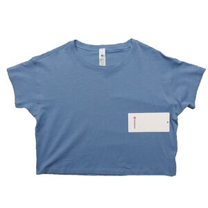 New Lululemon Size 2 Cates Tee Shirt Relaxed Fit Cropped Pima Cotton BLWL Blue